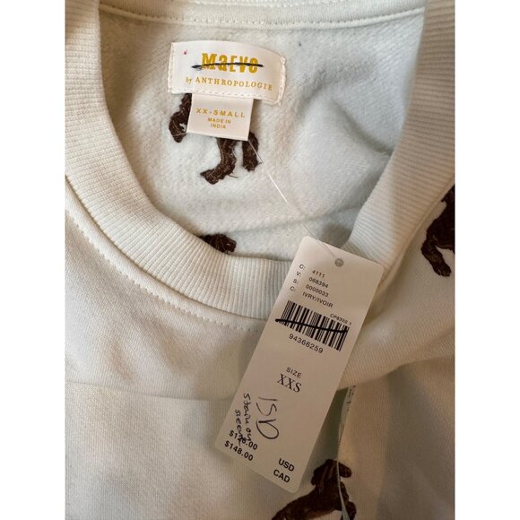 Maeve Puff-Sleeve Embroidered Sweatshirt NWT XXS *flaw - Picture 9 of 11